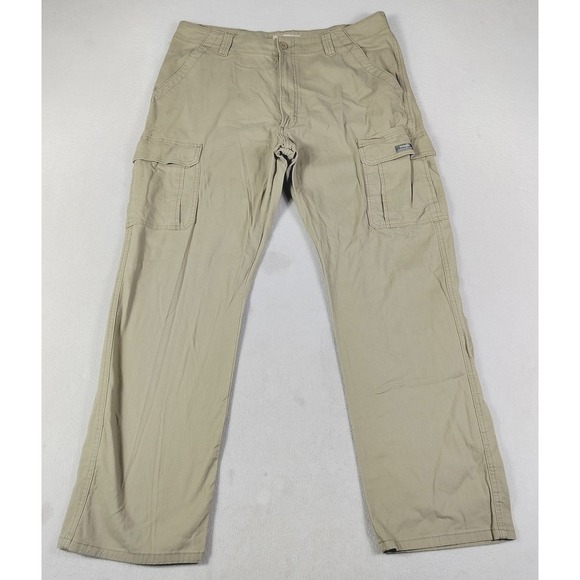Wrangler Other - Wrangler Cargo Pants Mens 36 Beige Relaxed Fit Stretch Workwear Utility Outdoors